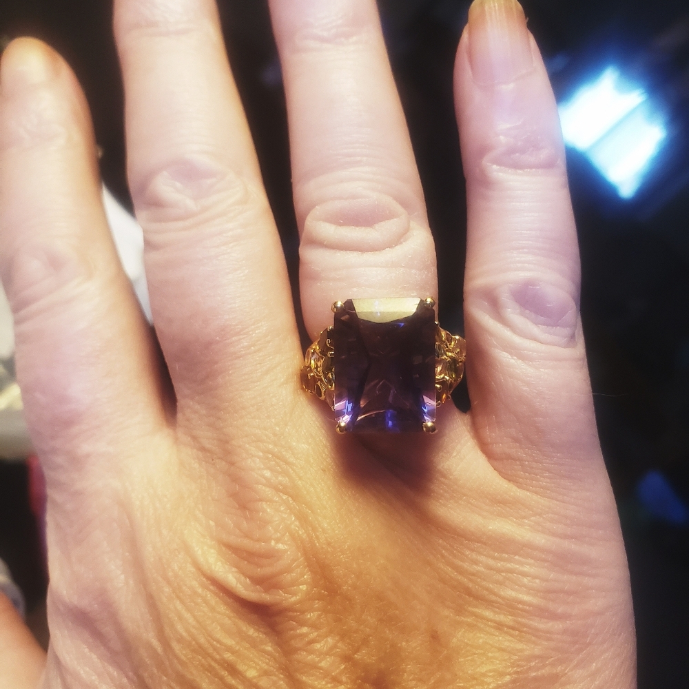 NWT Genuine Radiant Cut African Amethyst and Multi-Tourmaline 12.15 ctw Size 9 - Picture 9 of 14